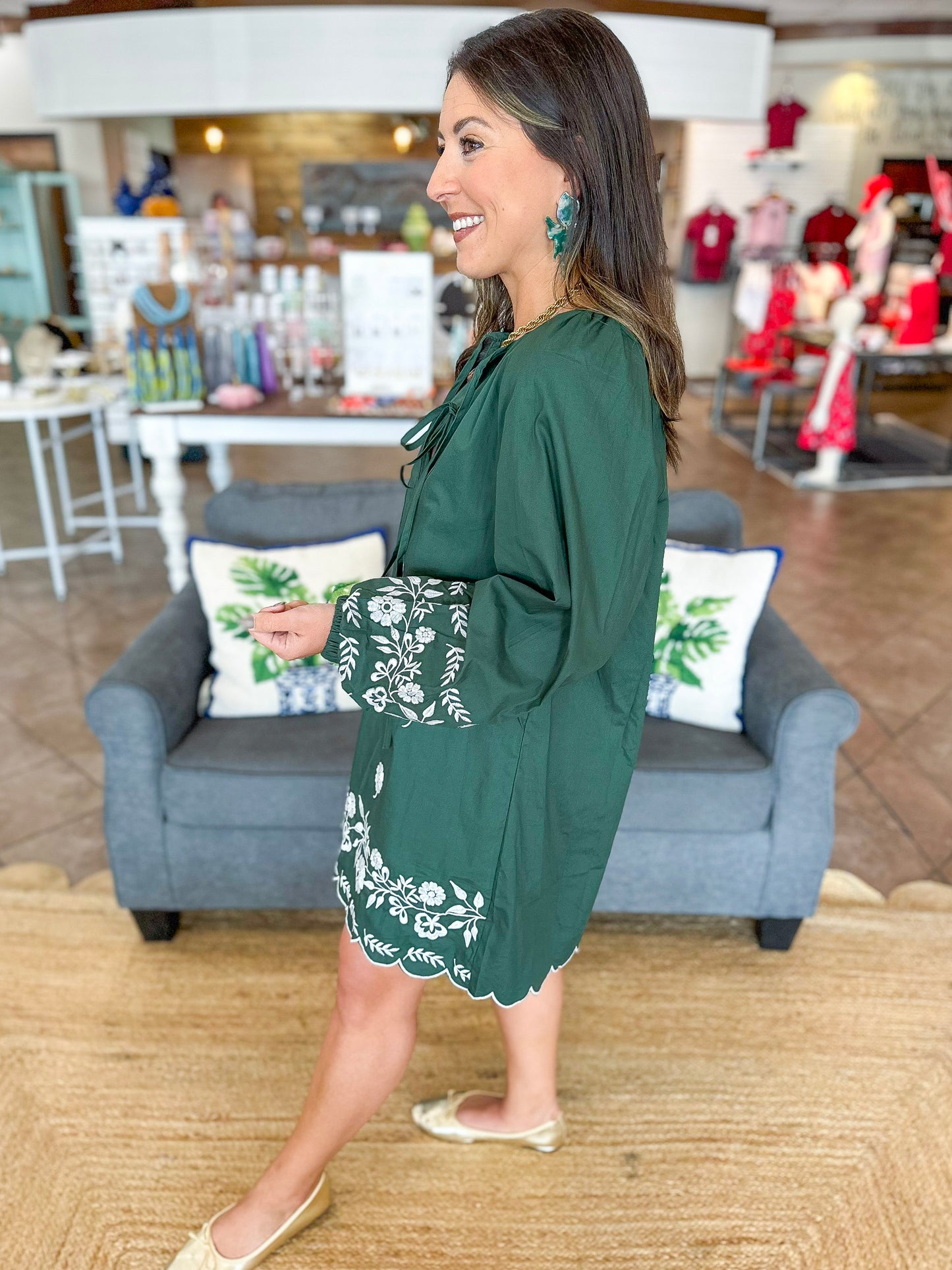 Harvest Petals Mini Dress in Green