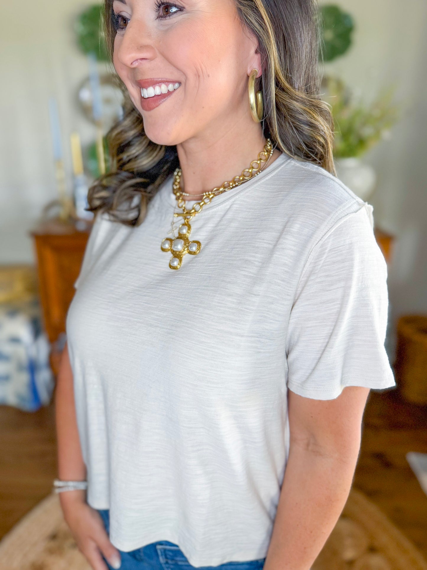 The Perfect Basic Tee in Beige