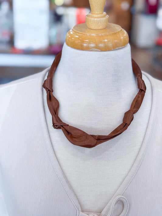The Claire Scarf Necklace in Brown