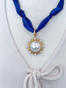 The Claire Scarf Necklace in Navy