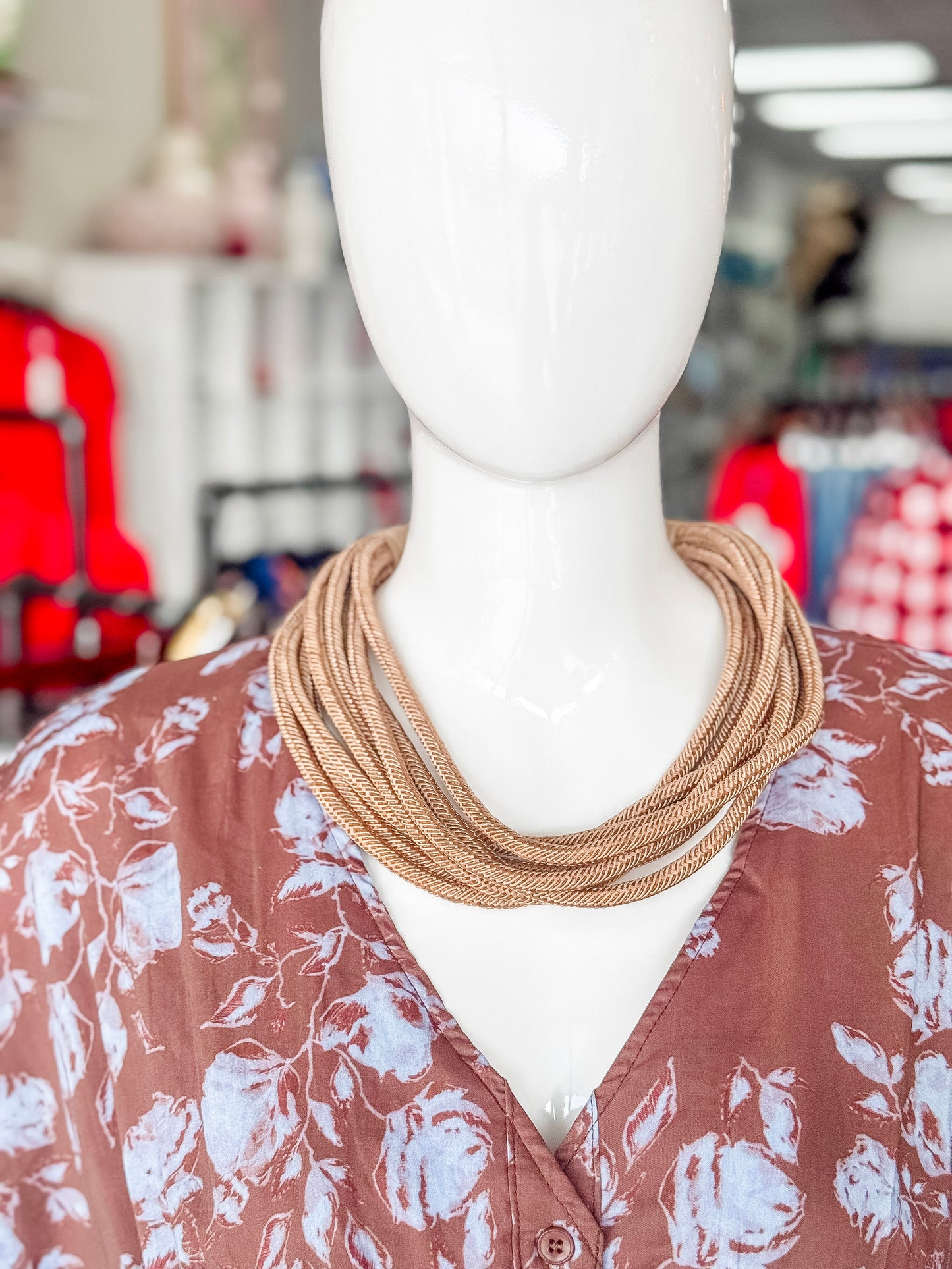 Lilly Slub Rope Necklace in Caramel