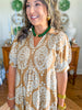 The Windsor Medallion Dress in Caramel