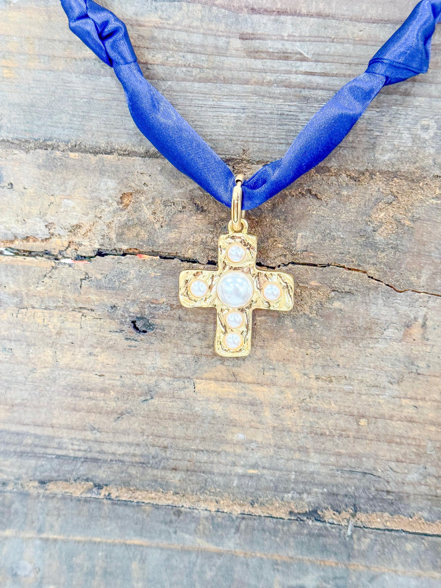 The Pearl and Gold Cross Charm