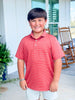 Southern Point Youth Hinton Stripe Performance Polo in Chili Oil/Laurel Oak