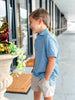 Southern Point Youth Hinton Stripe Performance Polo in Mallard Blue/Mountain Spring