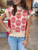 Bouquets & Bows Sweater Top in Red