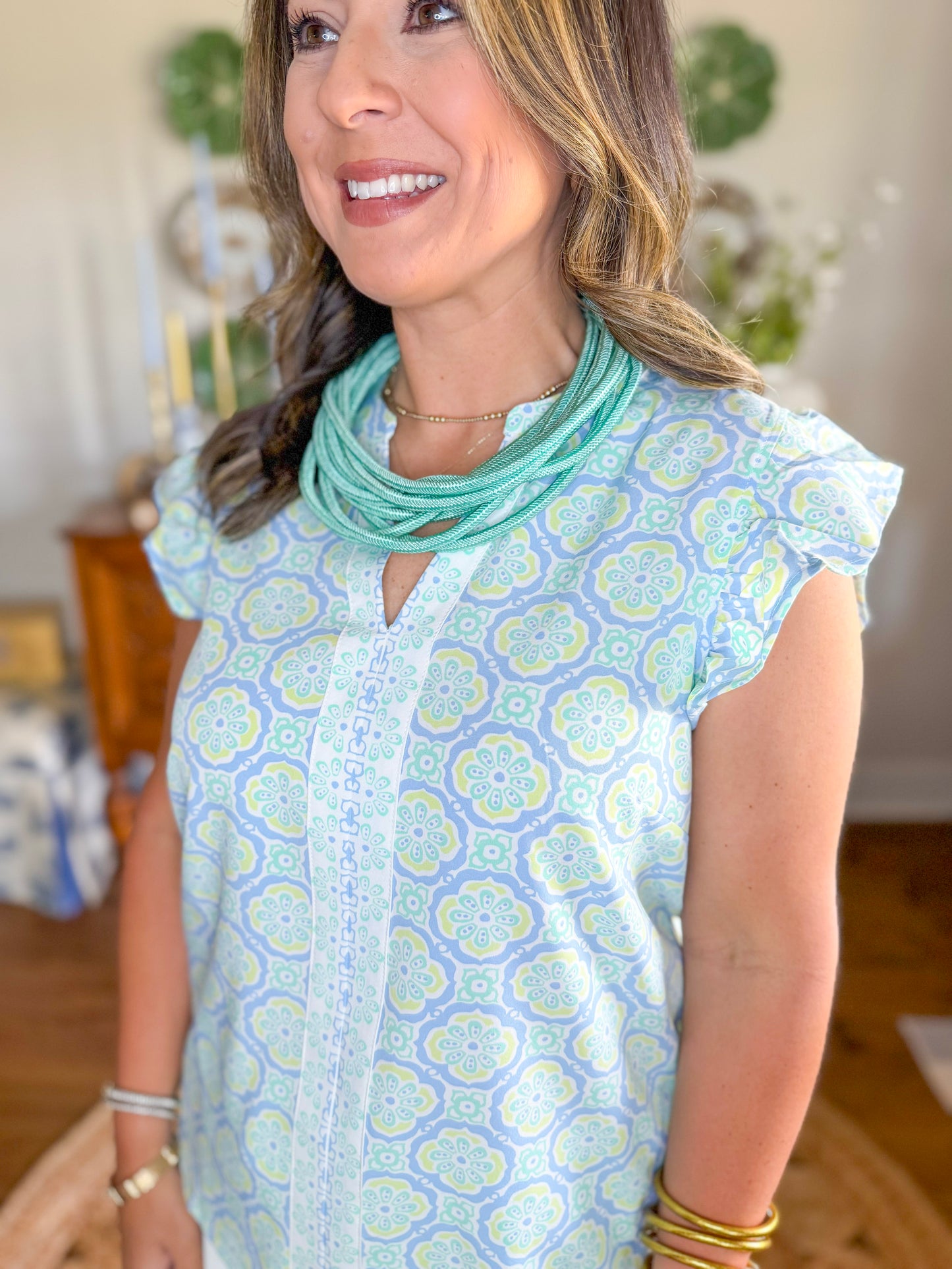 Mary Square | Kira Top in Mosaic Charm Blue
