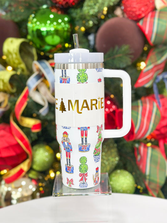 Jane Marie Festive Nutcracker 30 Oz. Tumbler with straw and handle
