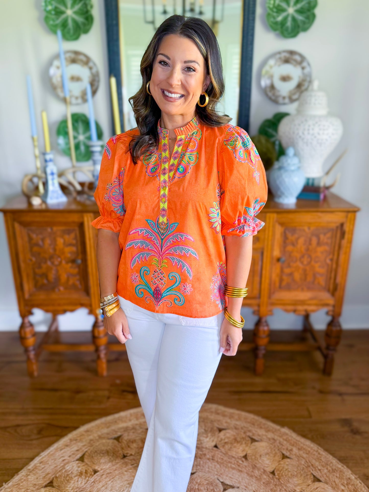 Amy Top in Apricot Filigree