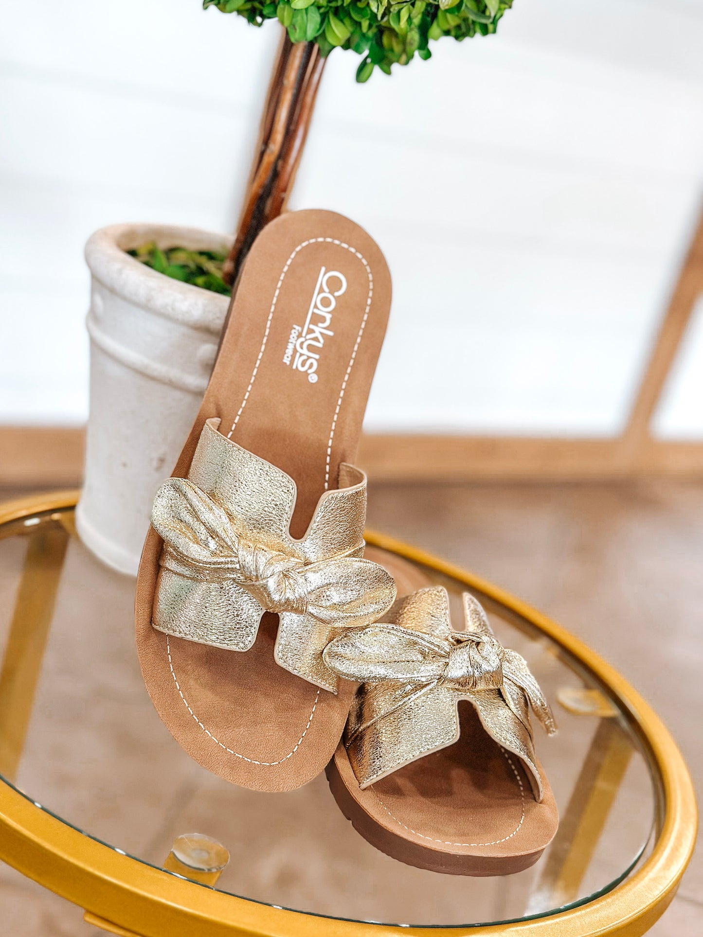 Too Cute Sandal in Gold Crinkle Metallic