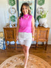 City Sleek Mock Neck Top in Pink