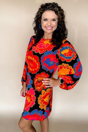Mud Pie Maddy Dress in Paisley Black Floral