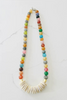 Short Gemstone Agate Bead Necklace Coconut Wood Multicolored