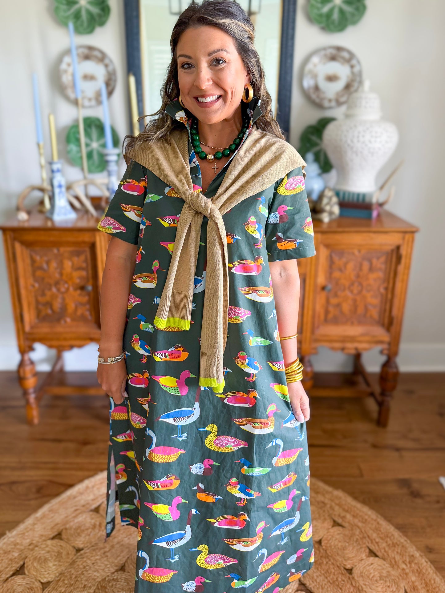 Caryn Lawn | Caryn Shaw in Khaki/Lime