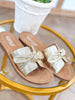 Too Cute Sandal in Gold Crinkle Metallic