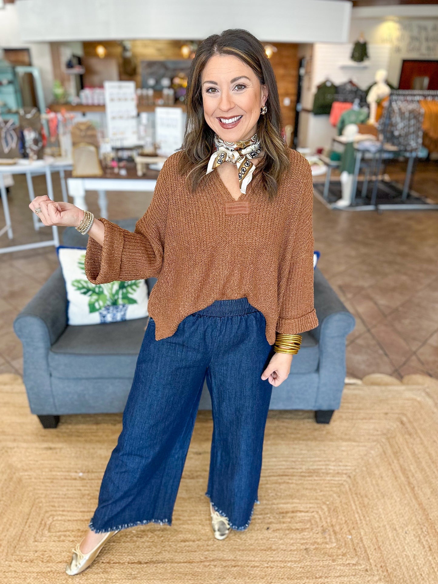 Espresso Knit Top in Deep Camel