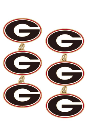 Georgia Bulldogs Triple Drop Enamel Earrings