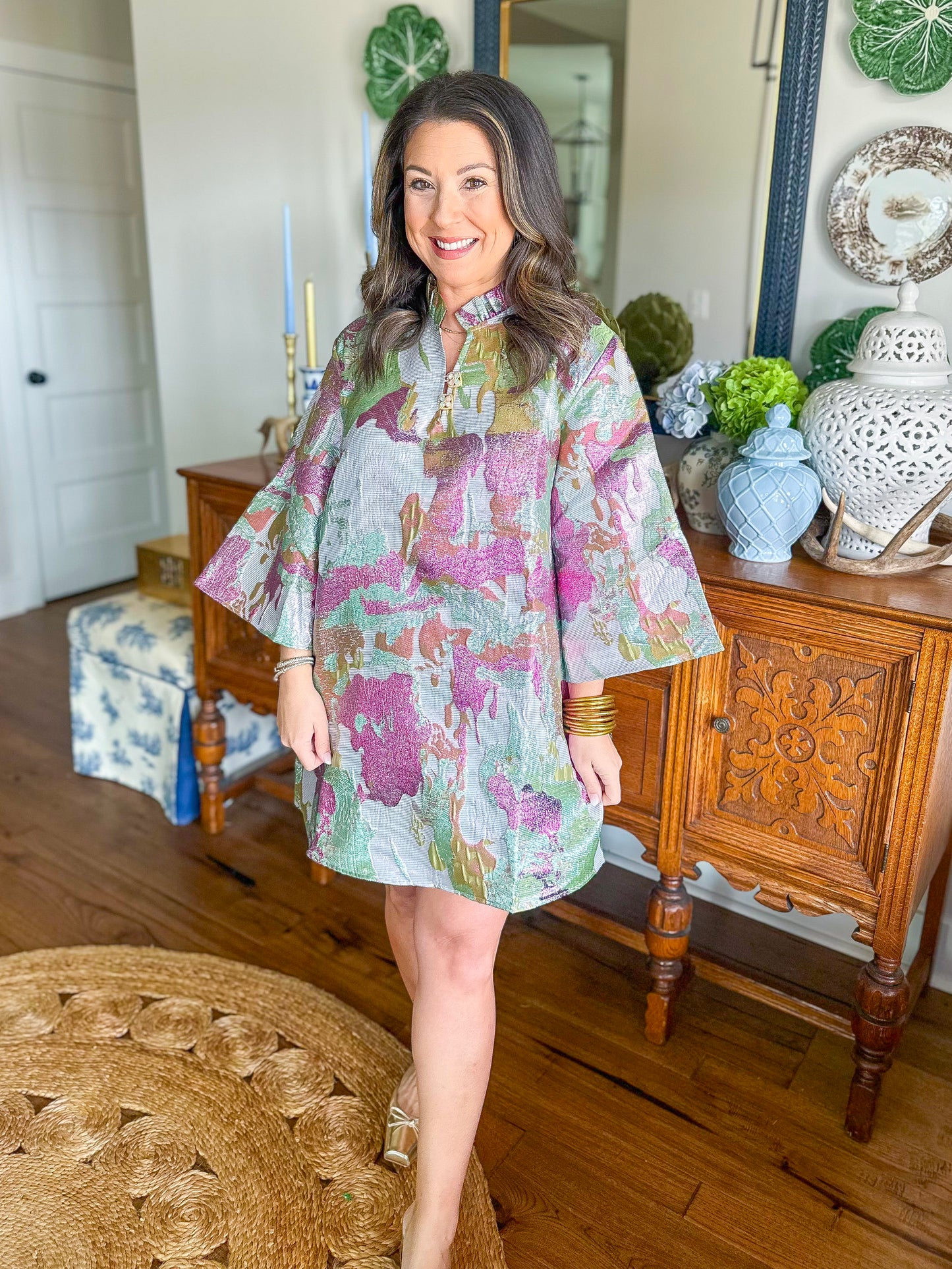 Brianna Cannon Caftan in Splash of Spring Metallic
