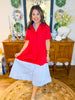 Caryn Lawn | Millie Colorblock Dress Red and Blue