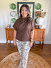 Arden Mock Neck Top in Brown