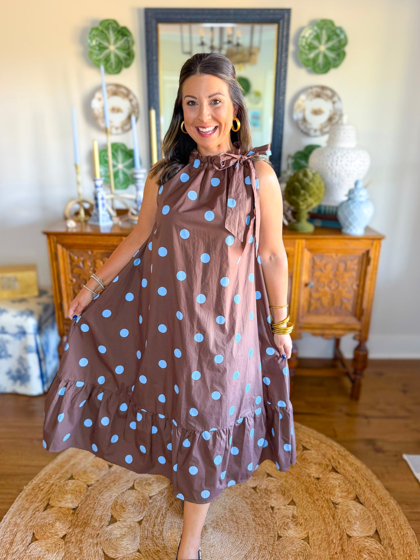 Brown Sugar Halter Dot Dress