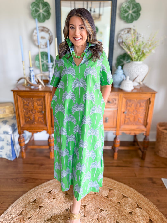 Caryn Lawn | The Georgia Palm Dress in Green