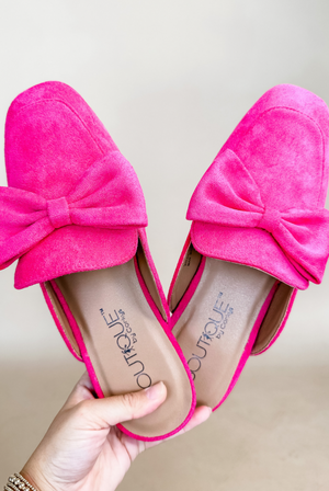 Corky's Hello Fall Bow Loafers in Fuchsia Suede