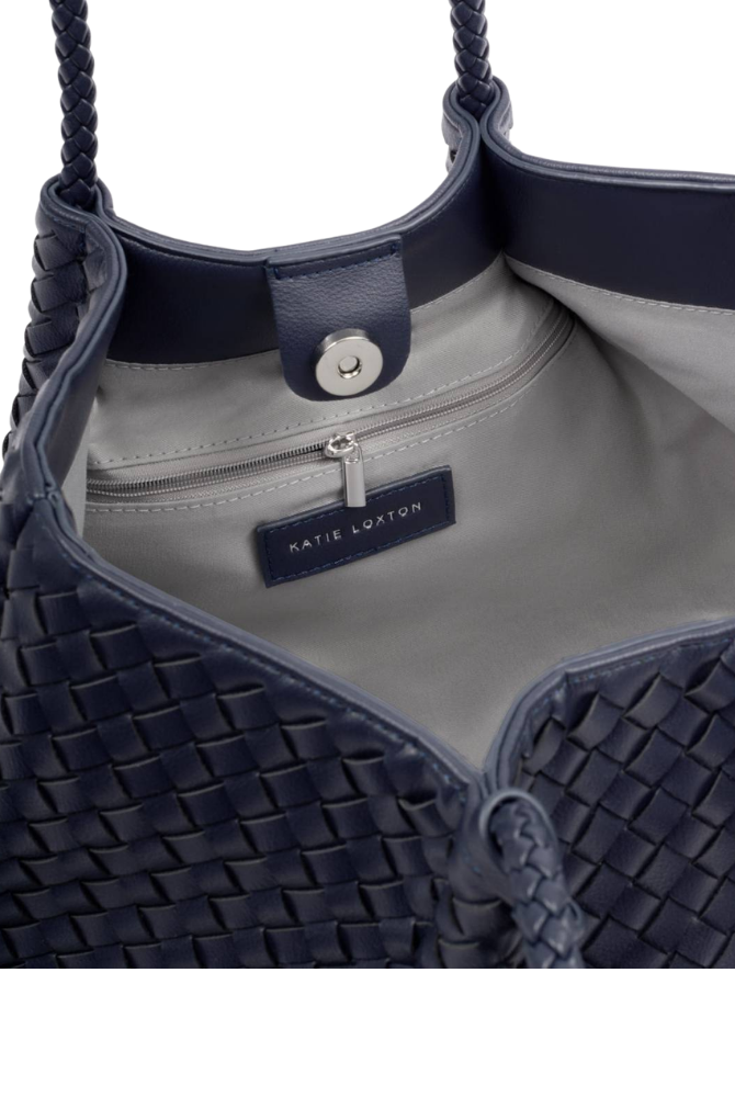 Katie Loxton | Nova Hand Woven Small Shoulder Tote in Navy