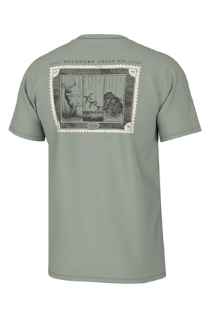 Southern Point WILD LIFE STAMP SHORT SLEEVE TEE in Sea Spray