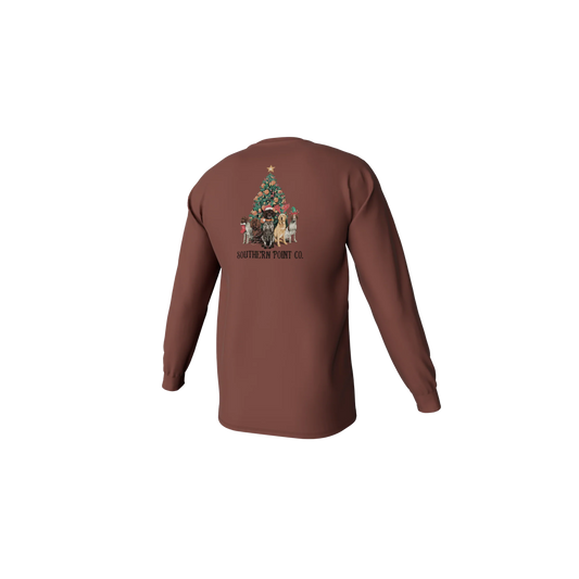 Southern Point Youth Gun Dog Christmas Long Sleeve Pocket Tee