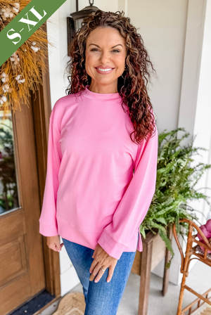 Perfectly You Pullover Top in Pink