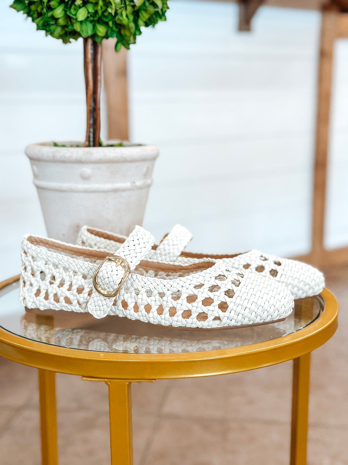 Mixed Feelings Woven Flats in Off-white