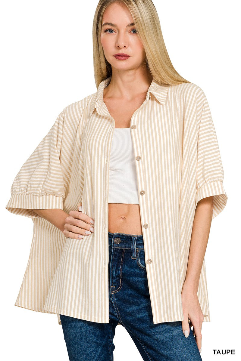 The Easy Escape Stripe Top in Taupe