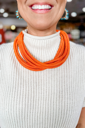 Lilly Slub Rope Necklace in Orange