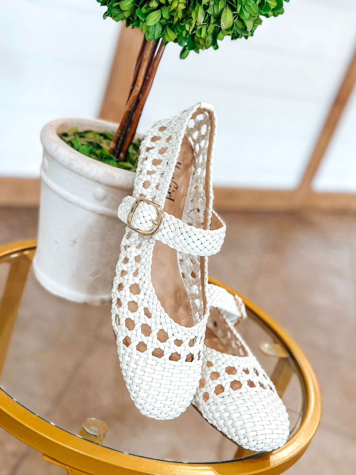 Mixed Feelings Woven Flats in Off-white