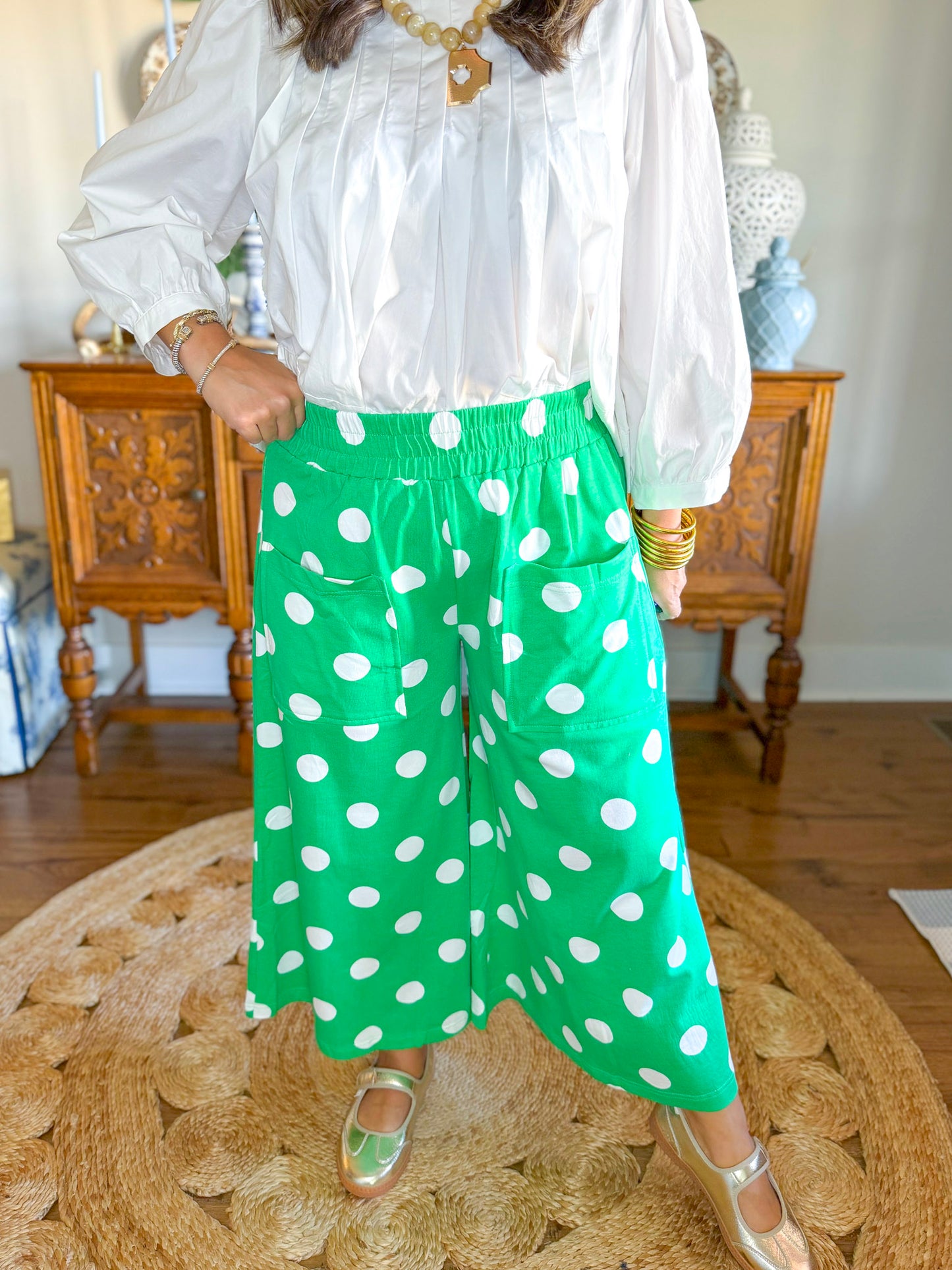 The Timeless Dot Pants in Green