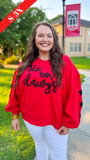 The Georgia Glitter Script Balloon Pullover