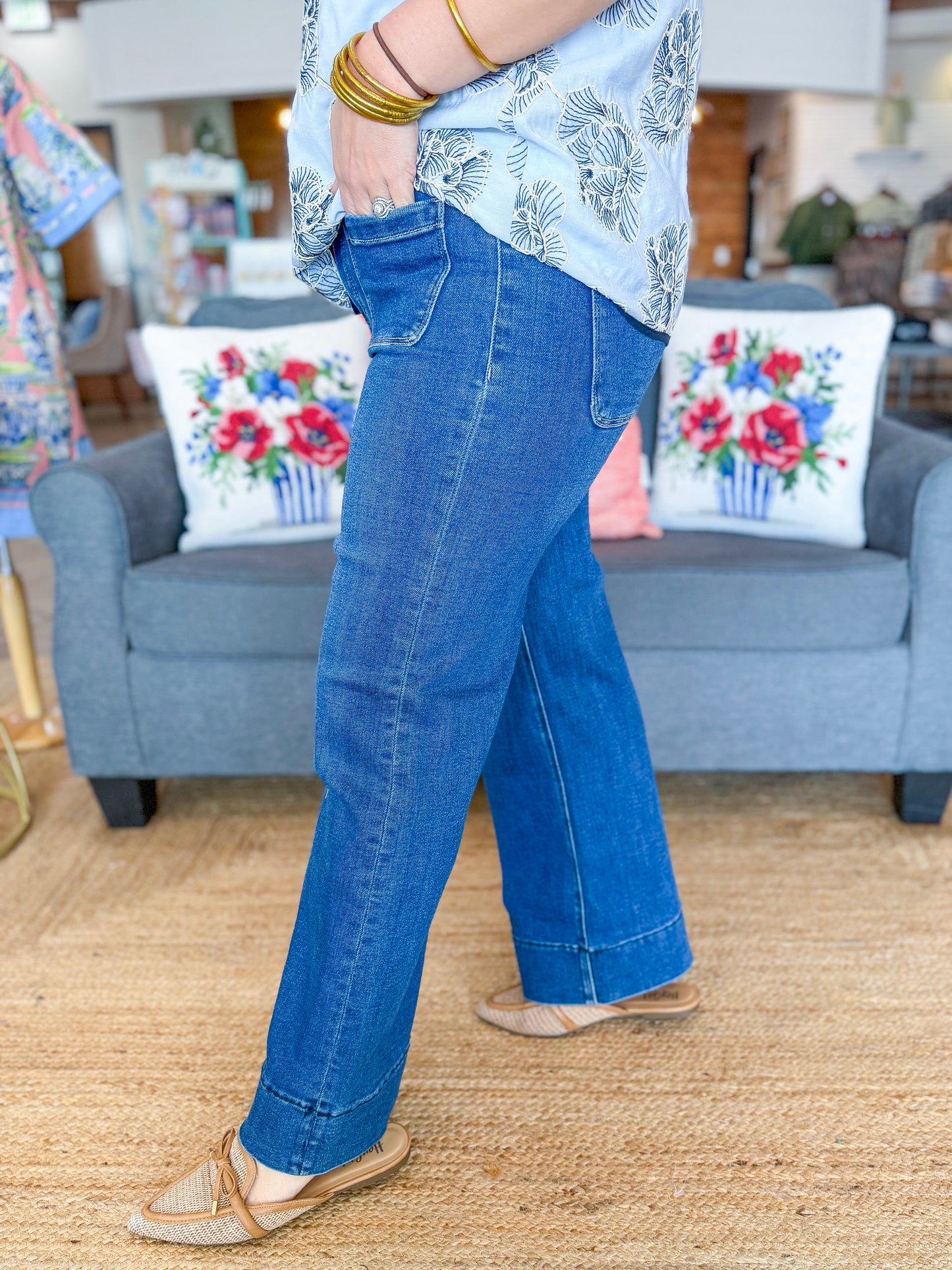 Goldie High-Rise Cropped Wide Leg Jeans