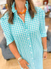 Adrienne Nina Dress in Aqua Gingham