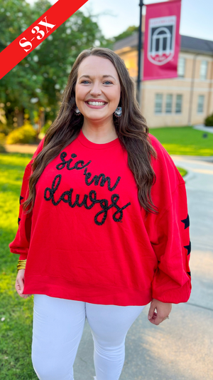 The Georgia Glitter Script Balloon Pullover