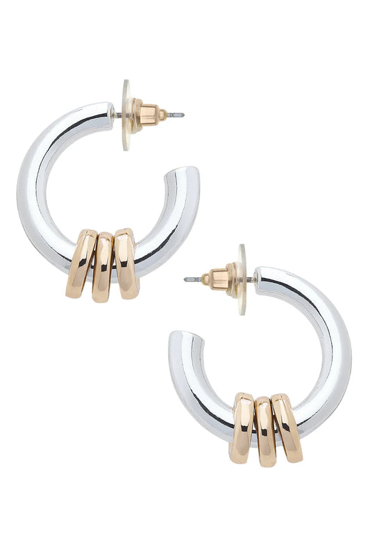 Elise Looped Hoop Earrings in Shiny Two Tone