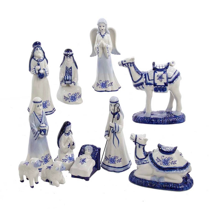 Kurt Adler Delft Blue Nativity Set