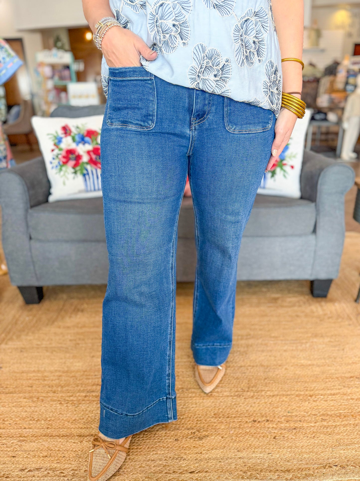Goldie High-Rise Cropped Wide Leg Jeans