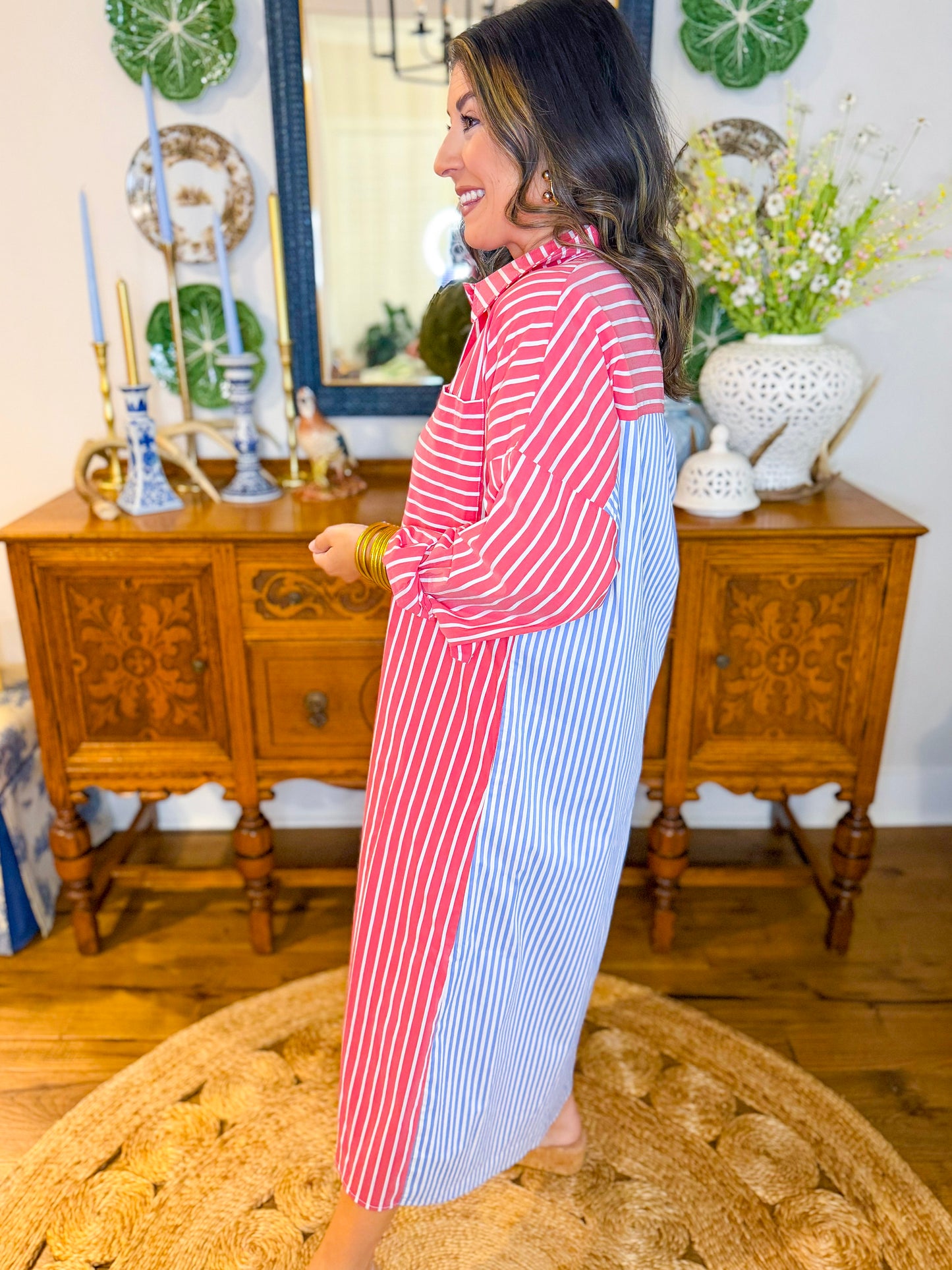 Caryn Lawn | Libby Stripe Dress Red