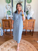 Adrienne | Nina Midi Dress in Navy Seersucker