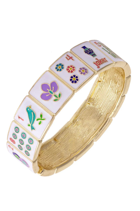 Going Mahjong! Enamel Hinge Bangle in Multi