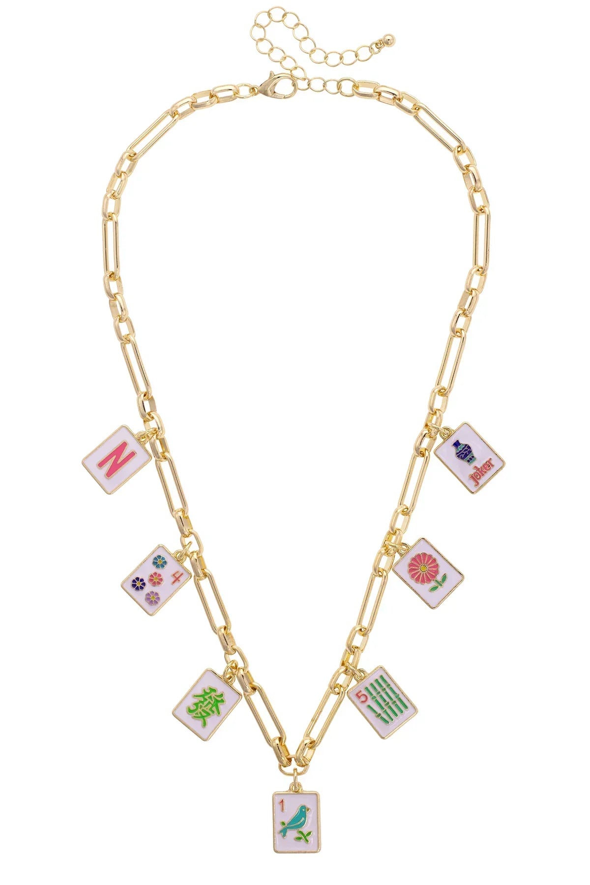 Going Mahjong! Enamel Charm Necklace in Multi