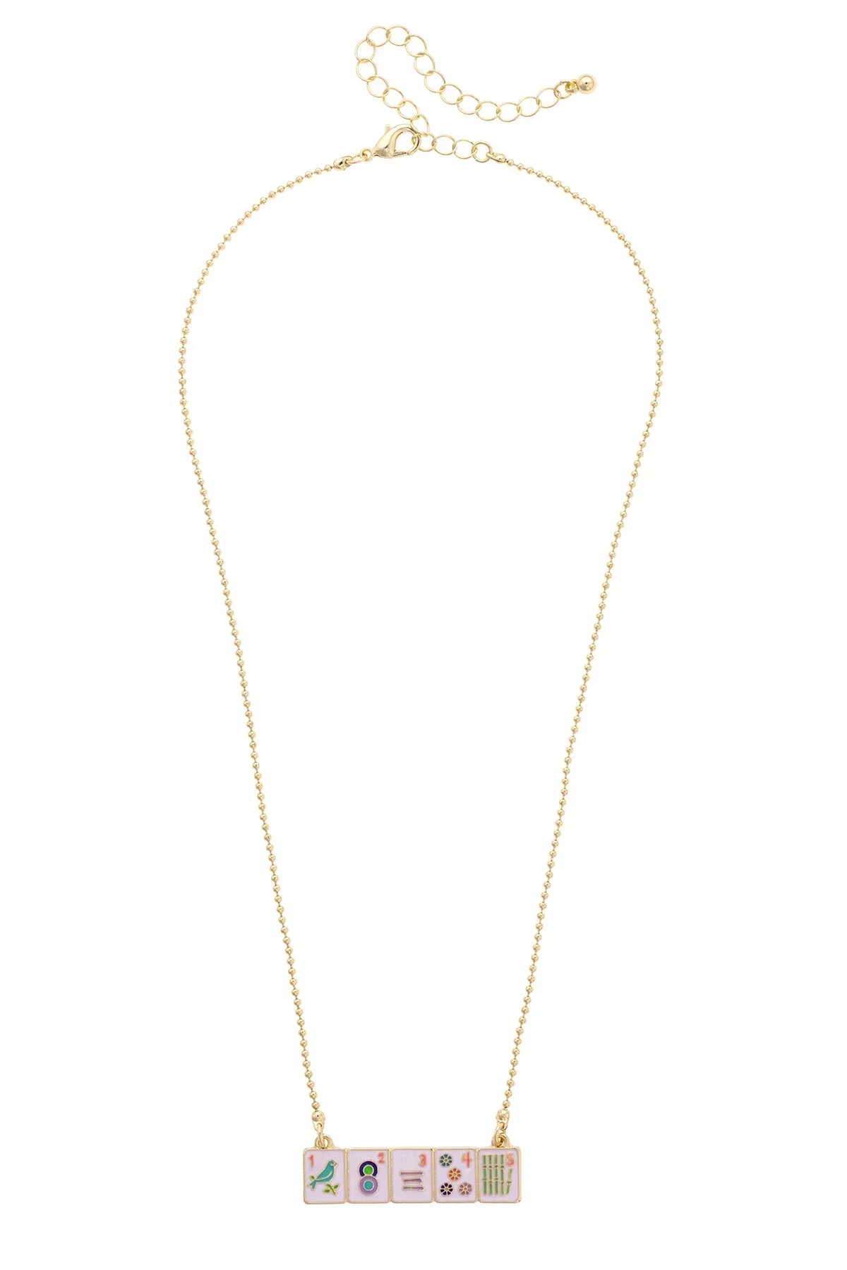 Mahjong Enamel Tile Wall Necklace in Multi