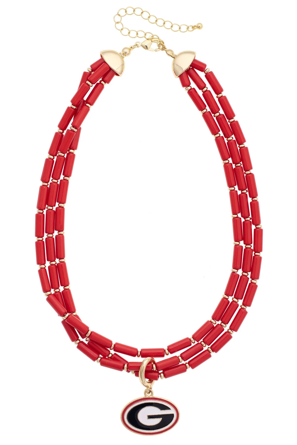 GA Bulldogs Multi Strand Beaded Logo Necklace