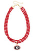 GA Bulldogs Multi Strand Beaded Logo Necklace